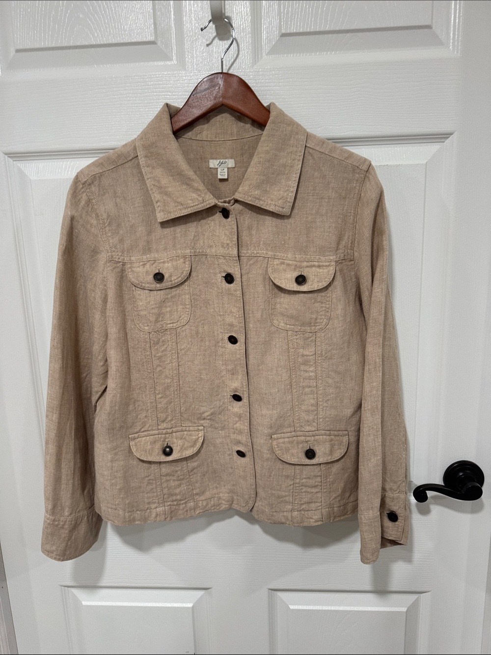 J. Jill Tan Linen Button Jacket